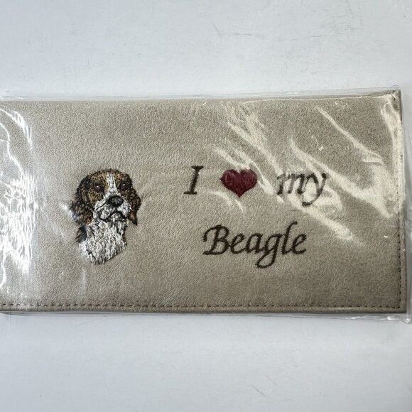Gift Links I Love My Beagle Dog Puppy Checkbook Cover 2006 #N44344 Faux Suede - Picture 1 of 6